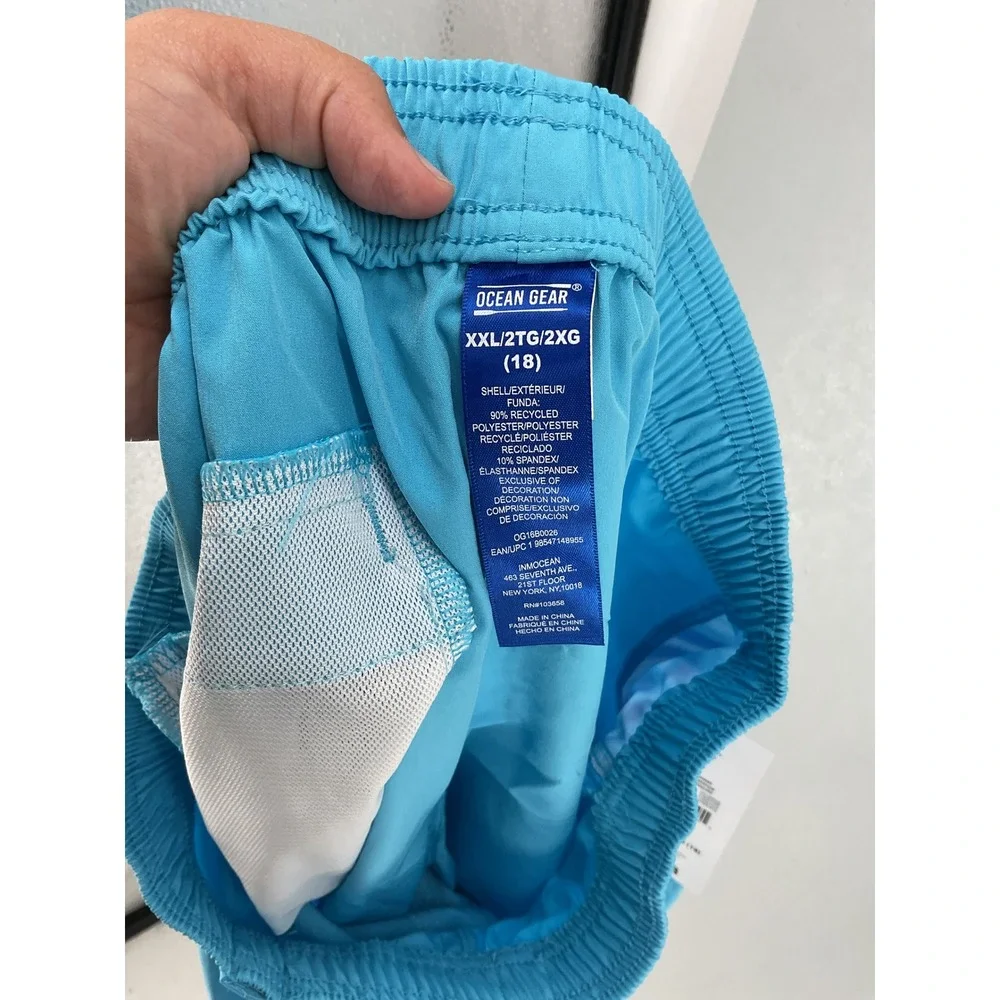 Ocean Gear Boys Swim Shorts Turquoise Swirl UPF 50 Plus XXL 18